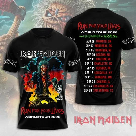 Discover Iron 1Maiden 3D Apparel 2026 Tour Run For Your Lives Shirt Unisex