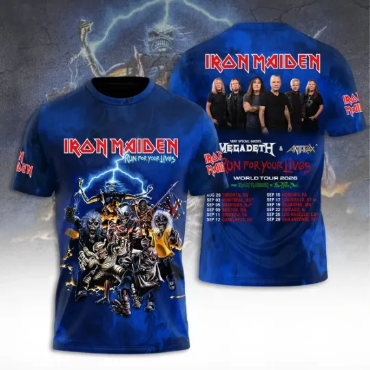 Discover Iron 1Maiden 3D Apparel 2026 Tour Run For Your Lives Shirt Unisex