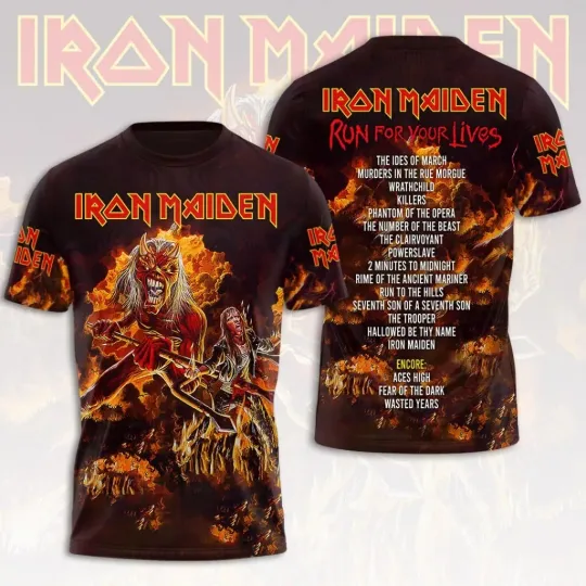 Discover Iron 1Maiden 3D Apparel 2026 Tour Run For Your Lives Shirt Unisex