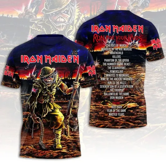 Discover Iron 1Maiden 3D Apparel 2026 Tour Run For Your Lives Shirt Unisex