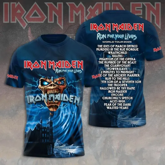 Discover Iron 1Maiden 3D Apparel 2026 Tour Run For Your Lives Shirt Unisex