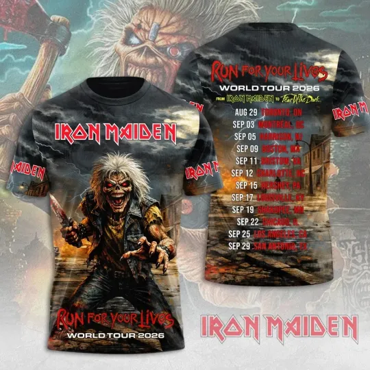 Discover Iron 1Maiden 3D Apparel 2026 Tour Run For Your Lives Shirt Unisex