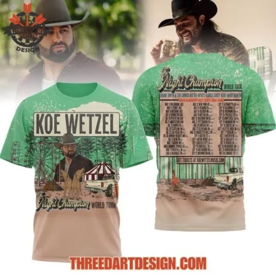 Discover Koe Wetzel The Night Champion World Tour T-Shirt 3D