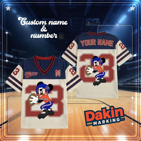 Discover Custom Mickey Football Jersey Shirt, Personalized Name & Number Kids Sports Tee