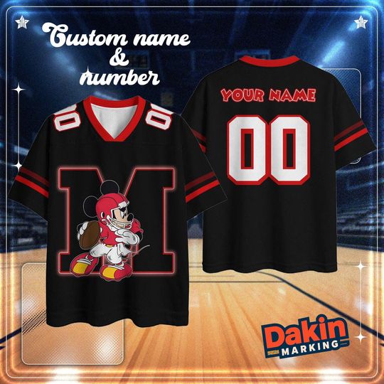 Discover Custom Name Football Jersey, Personalized Number Sports Shirt, Black Game Day Jersey