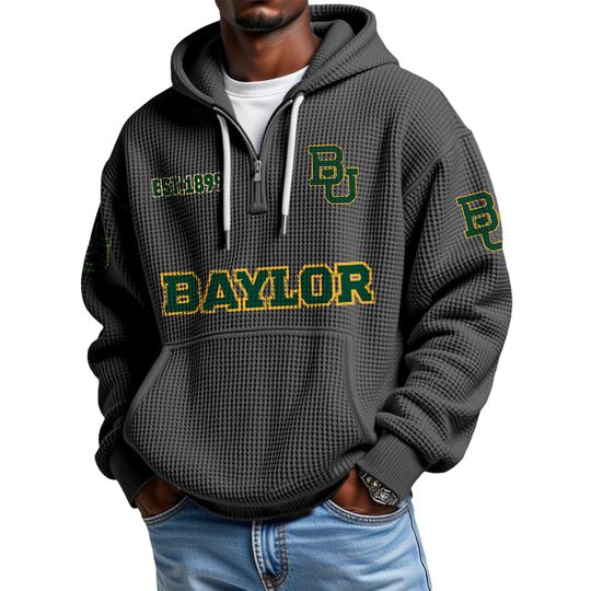 Baylor EST 1899 Quarter Waffle Zip Hoodie