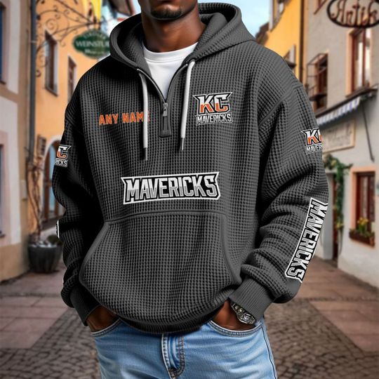 Kansas City Mavericks Personalized Name Quarter Waffle Zip Hoodie