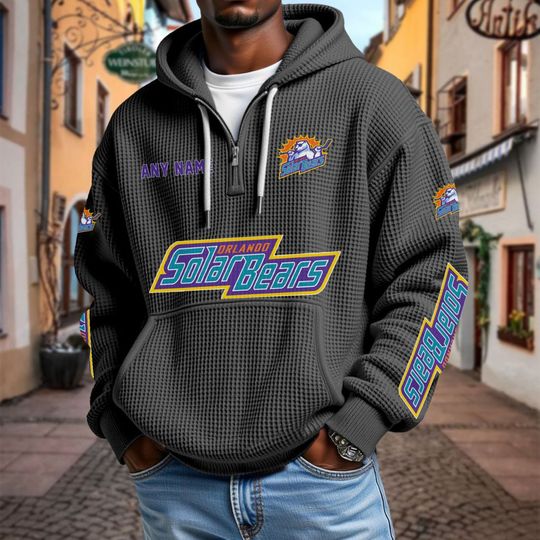 Orlando Solar Bears Personalized Name Quarter Waffle Zip Hoodie