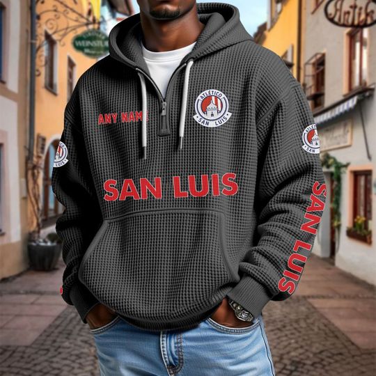 Discover Atletico San Luis Personalized Name Quarter Waffle Zip Hoodie