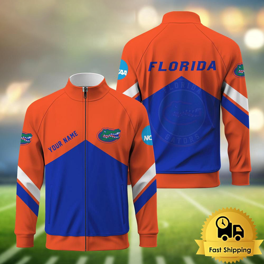 Discover Florida Gators Logo Custom Standing Neck Zipper Jacket