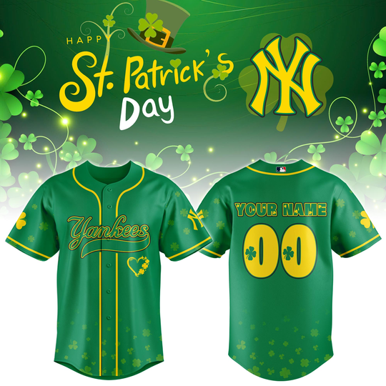 Discover New York Yankees St. Patrick’s Day Lucky Edition Custom Baseball Jersey
