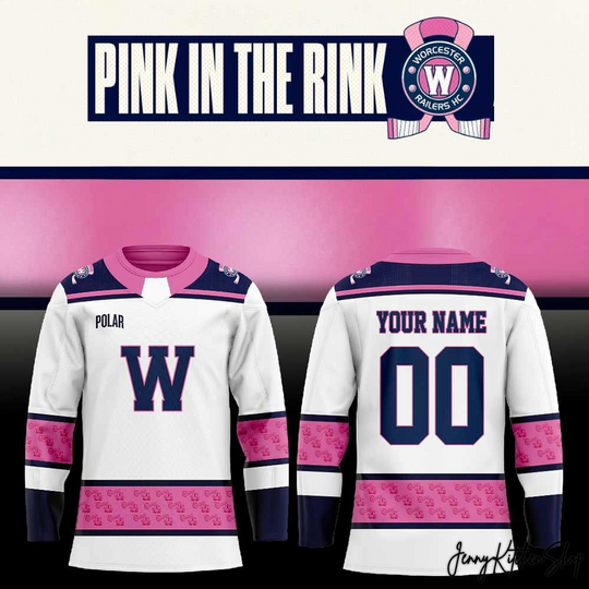 Discover Worcester Railers Pink In The Rink Customizable Fan Hockey Jersey