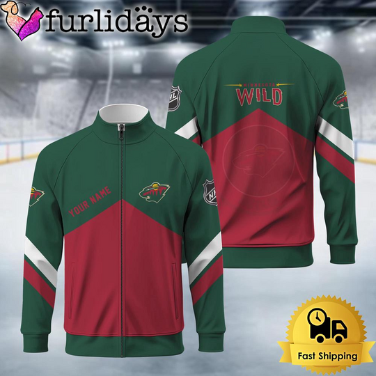 Discover Minnesota Wild Logo Custom Standing Neck Zipper Jacket