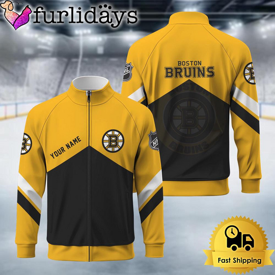 NHL Boston Bruins Logo Custom Standing Neck Zipper Jacket