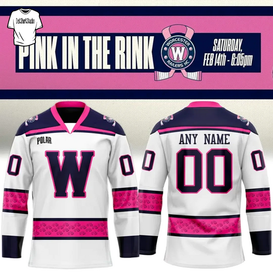 Discover Personalized Worcester Railers Pink in the Rink 2026 Hockey Jersey
