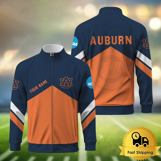 Auburn Tigers Logo Custom Standing Neck Zipper Jacket