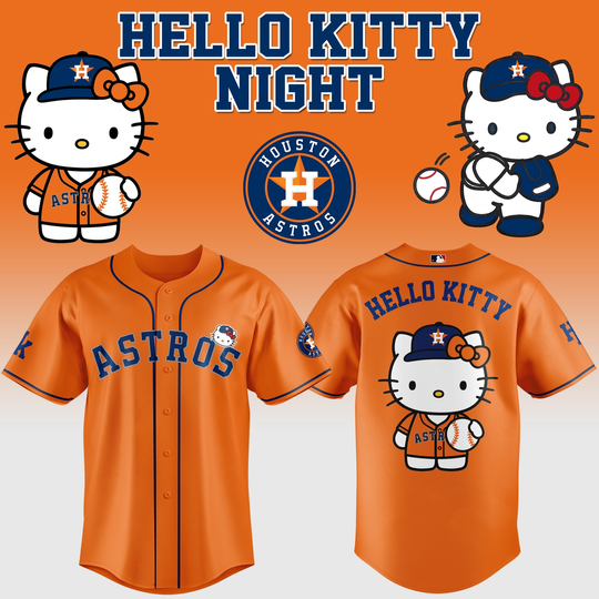 Houston Astros x Hello Kitty Night 2026 Limited Edition Orange Baseball Jersey
