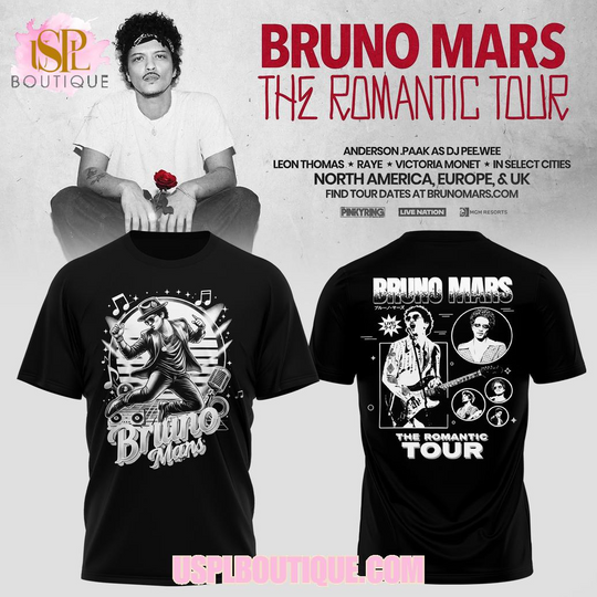 Bruno Mars Tour 2026 Black T-Shirt