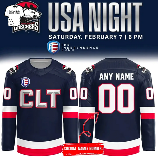 Discover Personalized Charlotte Checkers 2026 USA Night Hockey Jersey