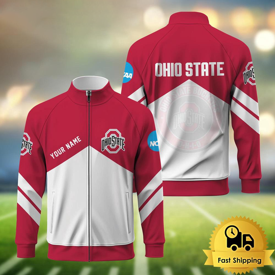 Ohio State Buckeyes Logo  Custom Standing Neck Zipper Jacket