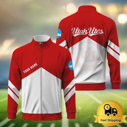 Discover Utah Utes Logo Custom Standing Neck Zipper Jacket