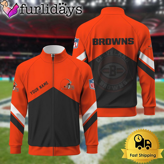 Clevelandd Browns Logo Custom Standing Neck Zipper Jacket
