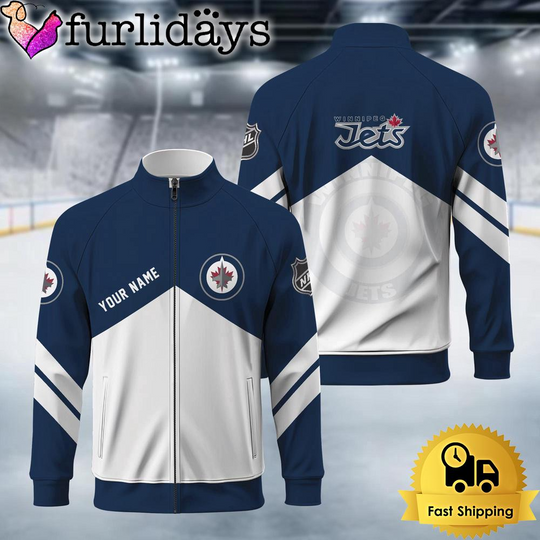 NHL Winnipeg Jets Logo Custom Standing Neck Zipper Jacket