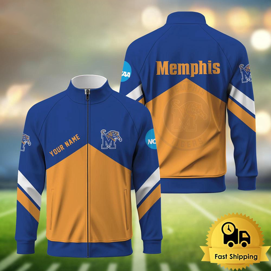 Discover Memphis Tigers Logo Custom Standing Neck Zipper Jacket