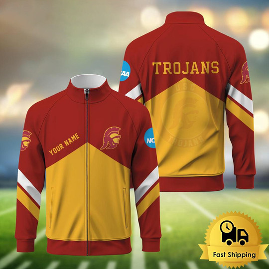 Discover USC Trojans Logo Custom Standing Neck Zipper Jacket
