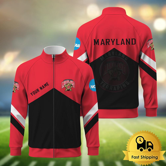 Maryland Terrapins Logo Custom Standing Neck Zipper Jacket