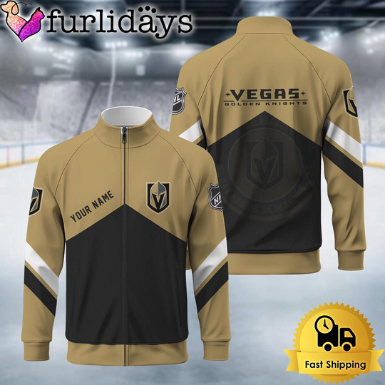 Discover Vegas Golden Knights Logo Custom Standing Neck Zipper Jacket