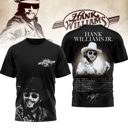 Hank Williams Jr. Vintage Portrait 2026 Country Legend Tribute Shirt