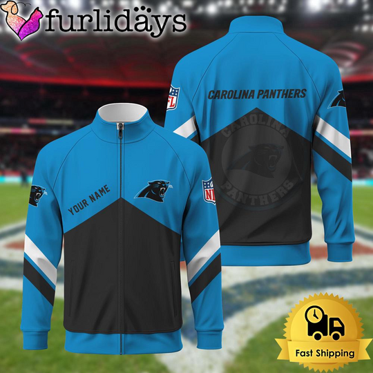 Carolina Panthers Logo Custom Standing Neck Zipper Jacket