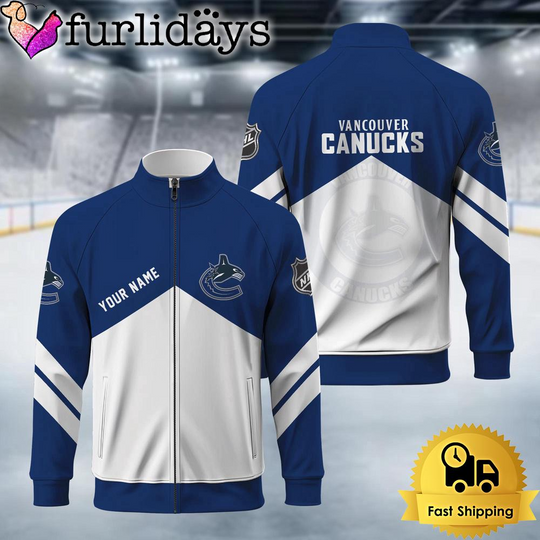 Discover Vancouver Canucks Logo Custom Standing Neck Zipper Jacket