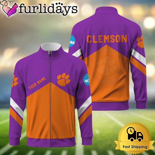 Clemson Tigers Logo Custom Standing Neck Zipper Jacket