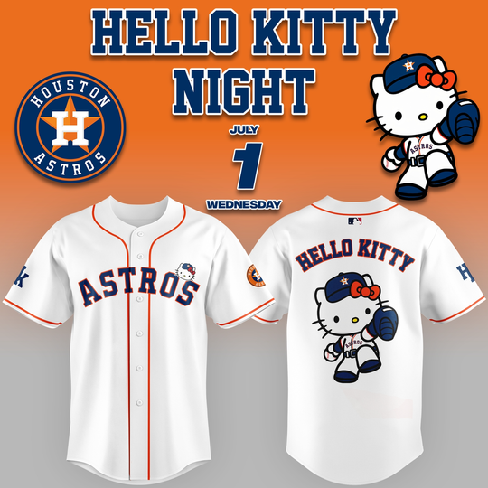 Houston Astros x Hello Kitty Night 2026 Limited Edition White Baseball Jersey Ver 2