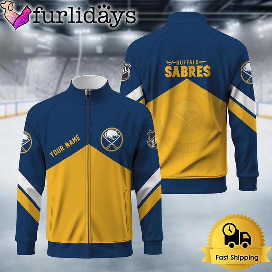 Buffalo Sabres Logo Custom Standing Neck Zipper Jacket