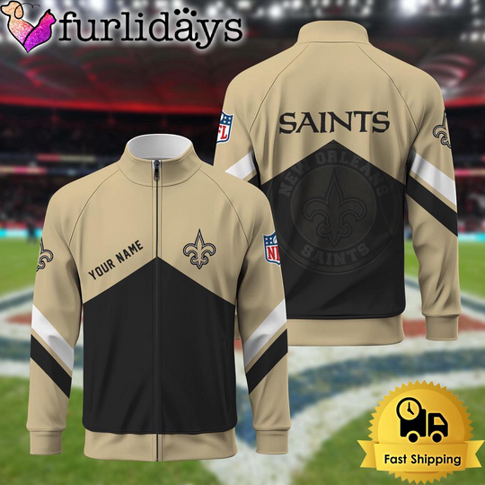 New Orleans Saints Logo Custom Standing Neck Zipper Jacket