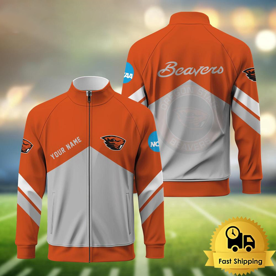 Oregon State Beavers Logo Custom Standing Neck Zipper Jacket