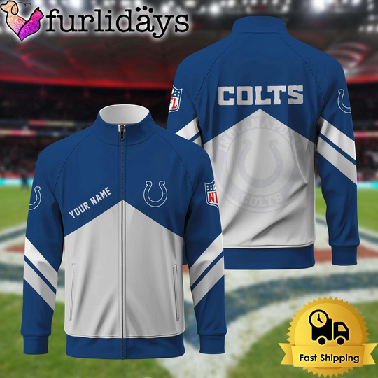 Indianapolis Colts Logo Custom Standing Neck Zipper Jacket