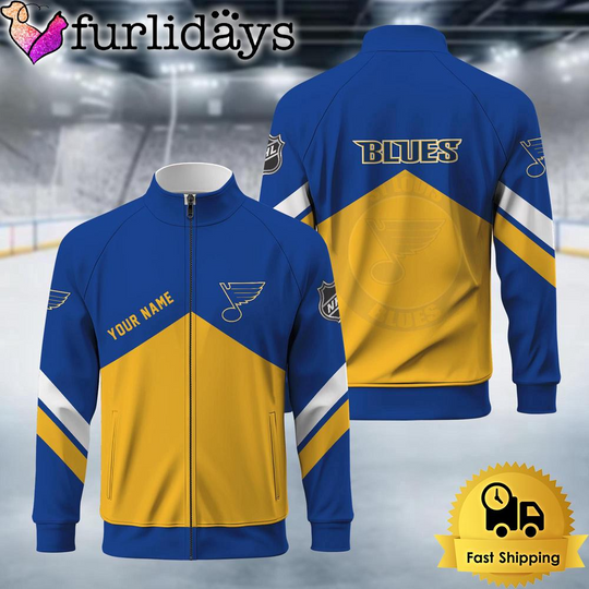 St Louis Blues Logo Custom Standing Neck Zipper Jacket