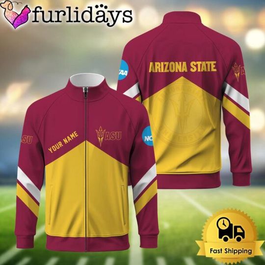 NCAA Arizonna State Sun Devills Logo Custom Standing Neck Zipper Jacket