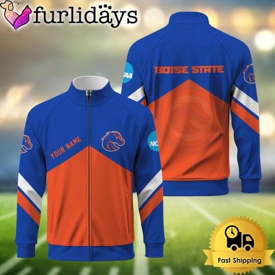 NCAA Boise State Broncos Logo Custom Standing Neck Zipper Jacket