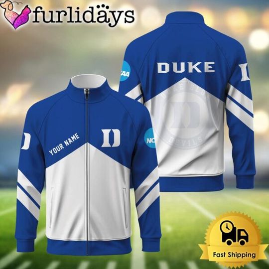 Discover NCAA Duke Blue Devils Logo Custom Standing Neck Zipper Jacket