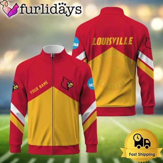 NCAA Louisville Cardinals Logo Custom Standing Neck Zipper Jacket