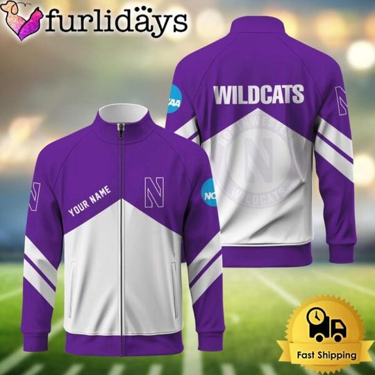 NCAA Northwestern Wildcats Logo Custom Standing Neck Zipper Jacket