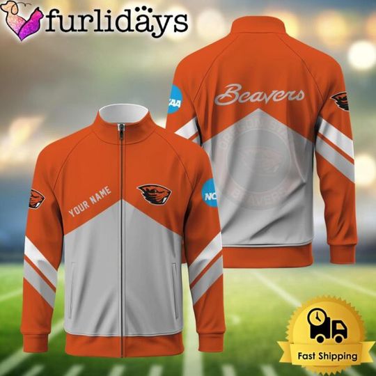 NCAA Oregon State Beavers Logo Custom Standing Neck Zipper Jacket