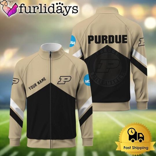 NCAA Purdue Boilermakers Logo Custom Standing Neck Zipper Jacket