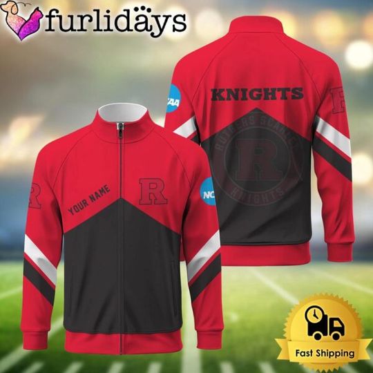 NCAA Rutgers Scarlet Knights Logo Custom Standing Neck Zipper Jacket