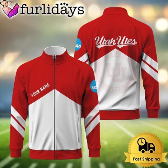 NCAA Utah Utes Logo Custom Standing Neck Zipper Jacket